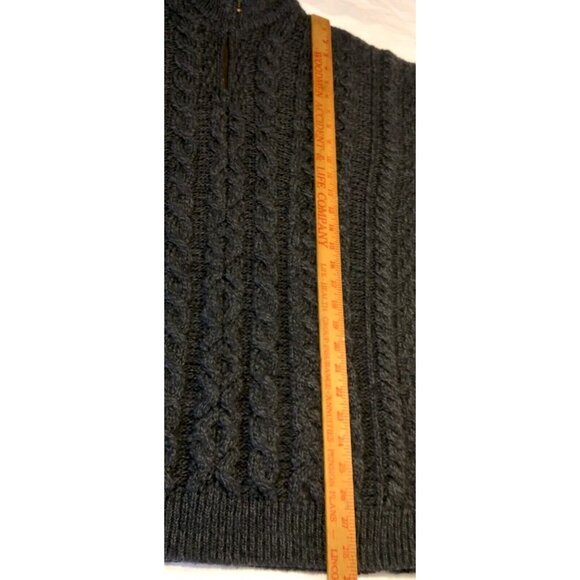 Kilronan Knitwear Aran Knit Sweater M Gray Merino Wool Fisherman Ireland 1/4 Zip - Picture 5 of 16